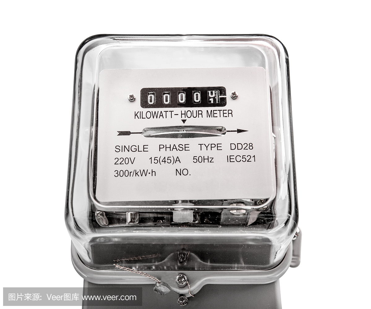 電表電源工具與白色背景隔離。